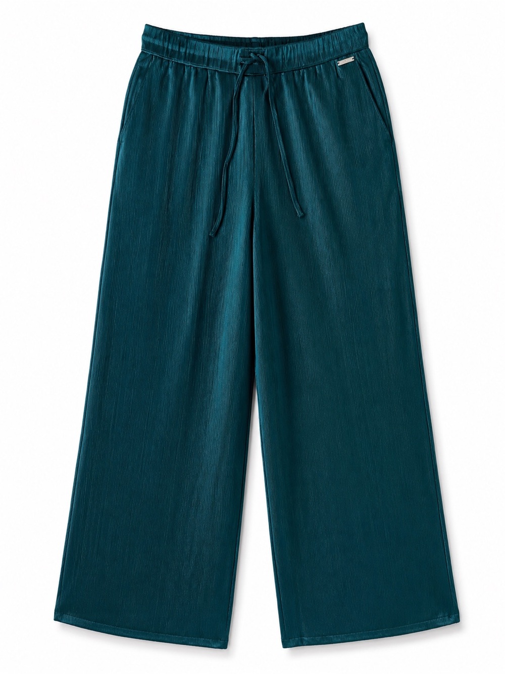 Calvin Klein Wide Leg Pants Medium NWT Maya Blue Teal Pull On Drawstring $109